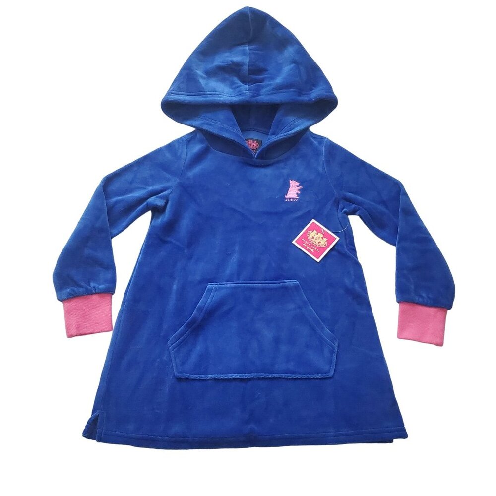 Juicy Couture hoodie dress blue night track solid velour sz 2/3 toddler‎ new